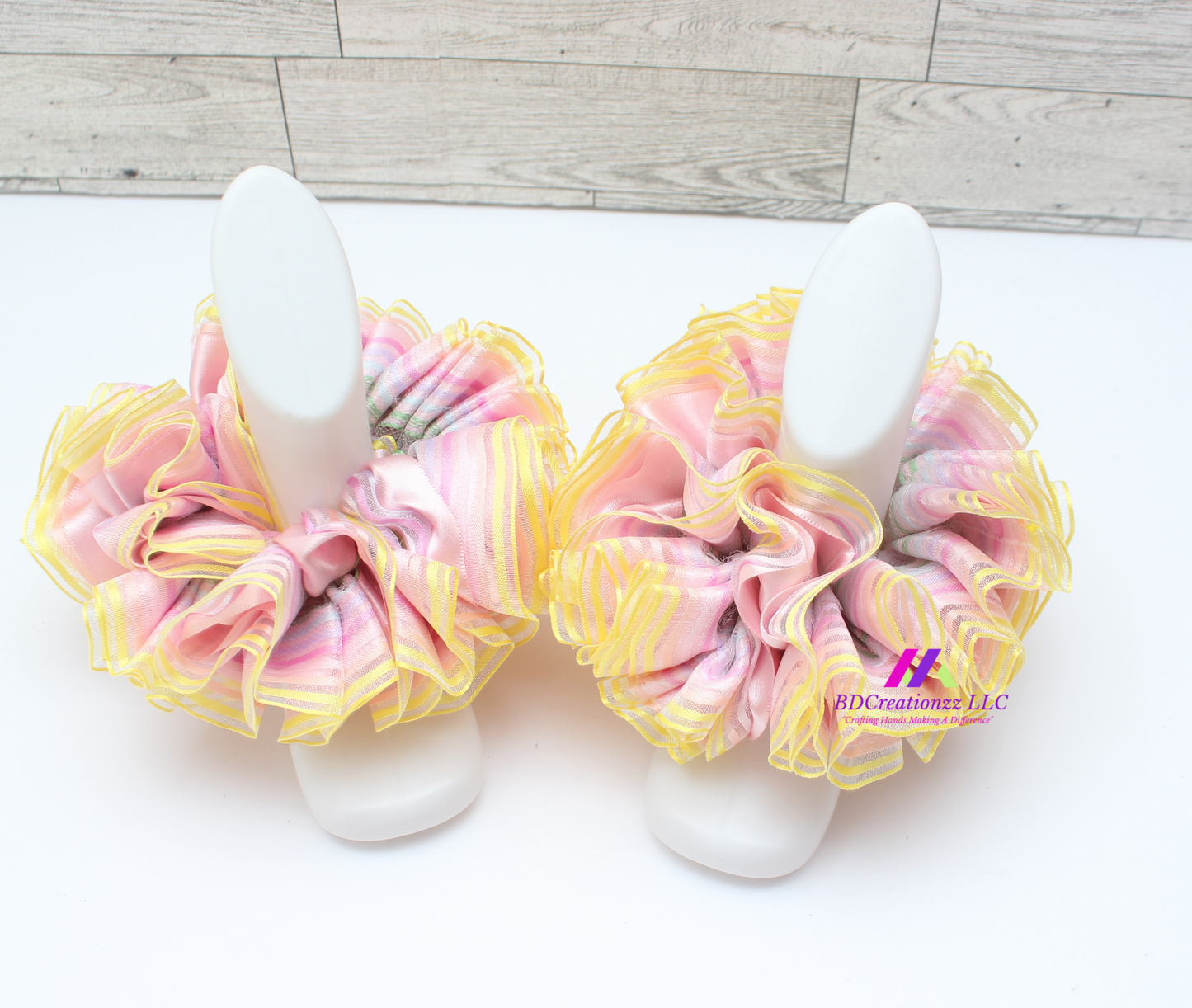 Adorable Pink and Yellow Cotton Candy Ruffle Socks