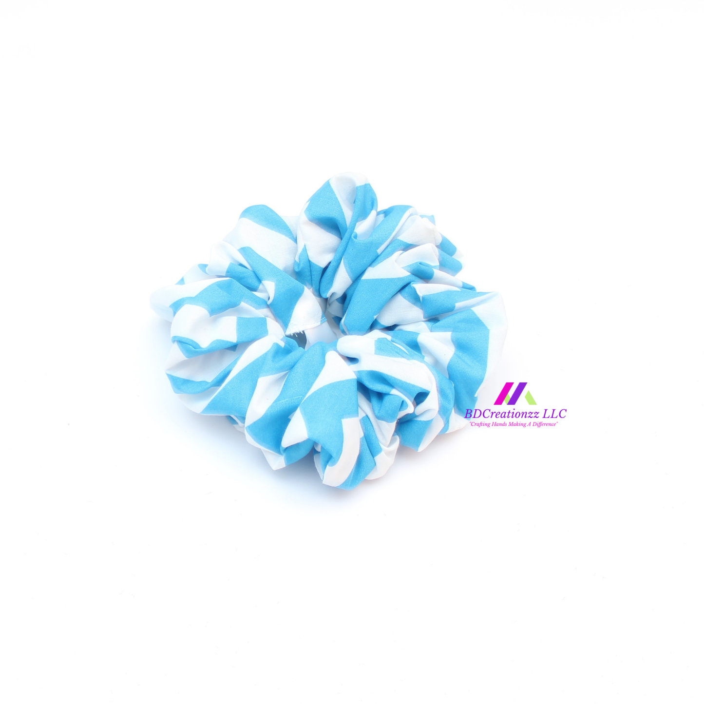 Blue and White Scrunchie