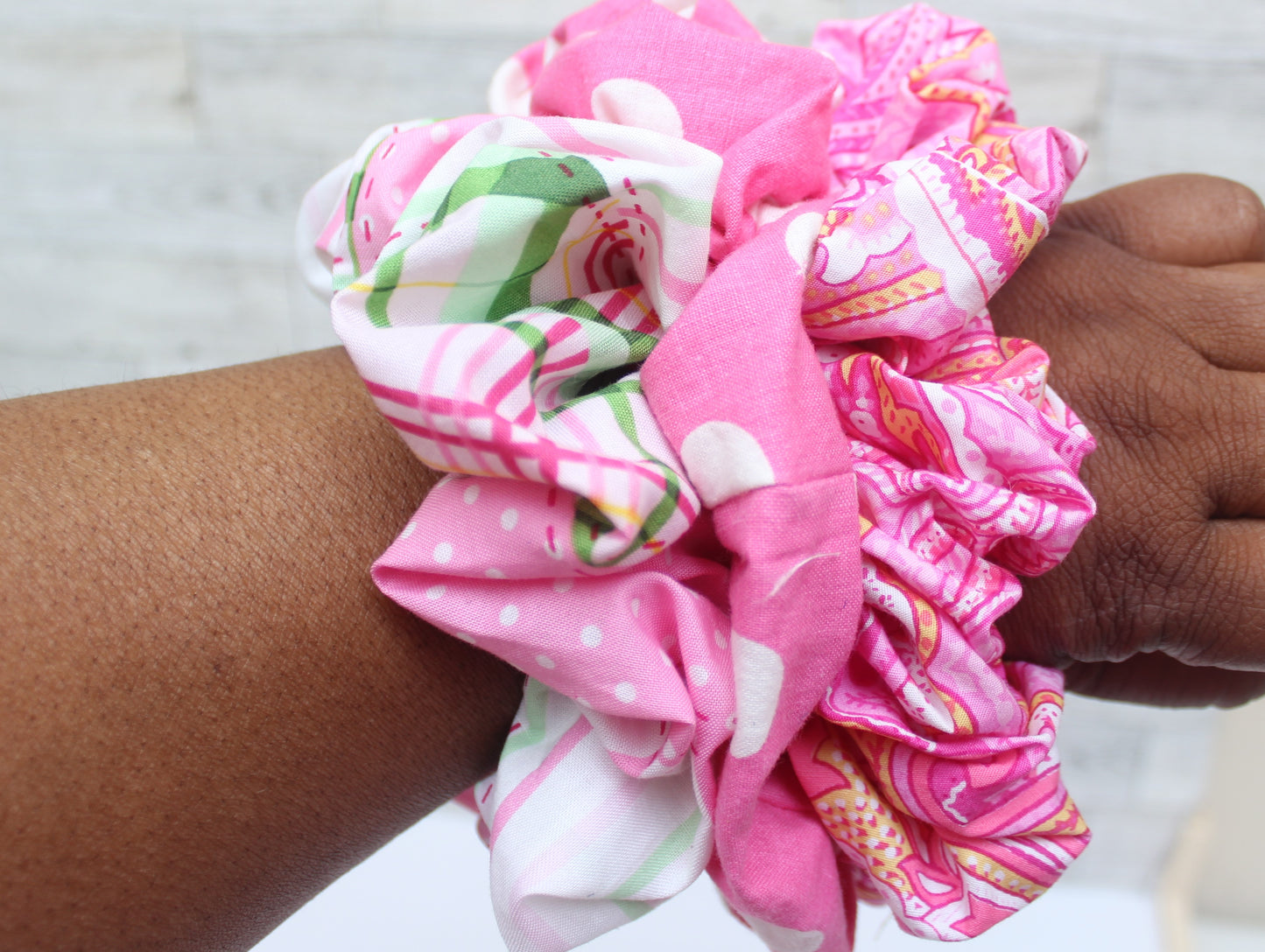 XL Pink Retro Hair Scrunchie