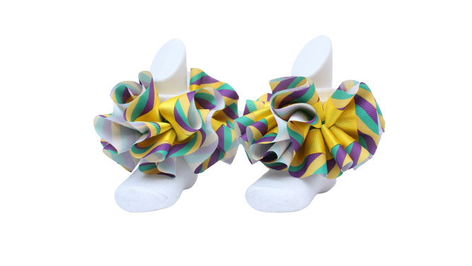 Step into the Festivities with our Mardi Gras Ruffle Socks!
