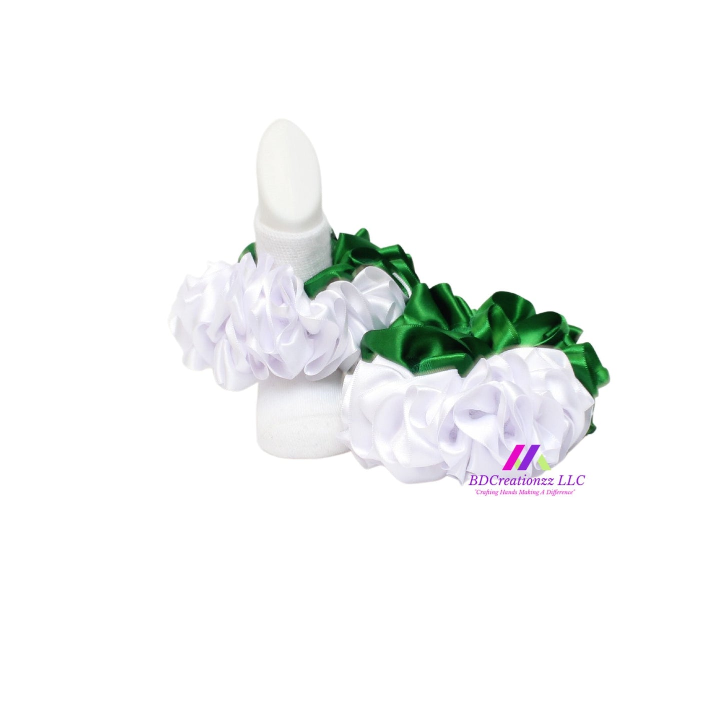 Green and White Ruffle Sock ~ Tutu Socks - BDCreationzz-Ruffle Sock