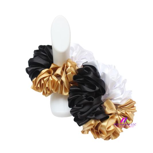 Classic Elegance: Gold, Black, and White Detachable Ruffle Socks