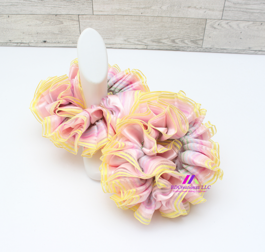 Adorable Pink and Yellow Cotton Candy Ruffle Socks