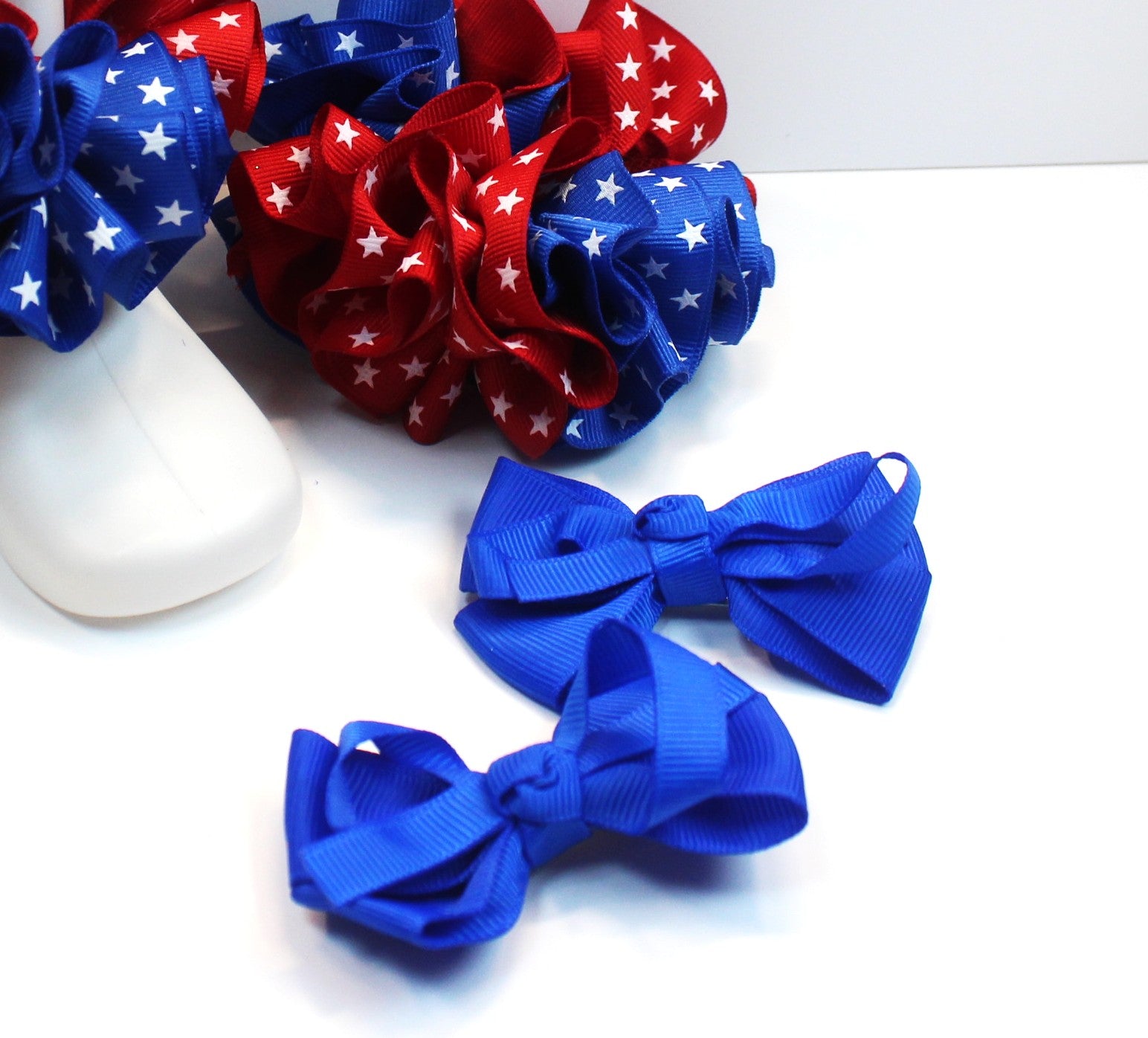 Royal blue hair bow and ruffle socks set