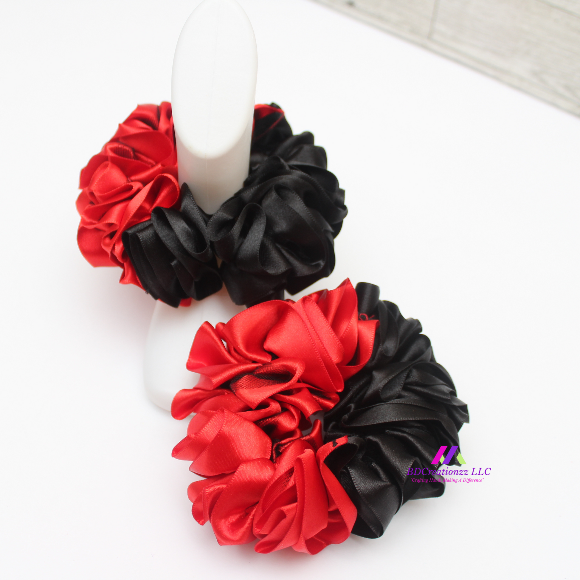 Boutique red and black satin ribbon socks