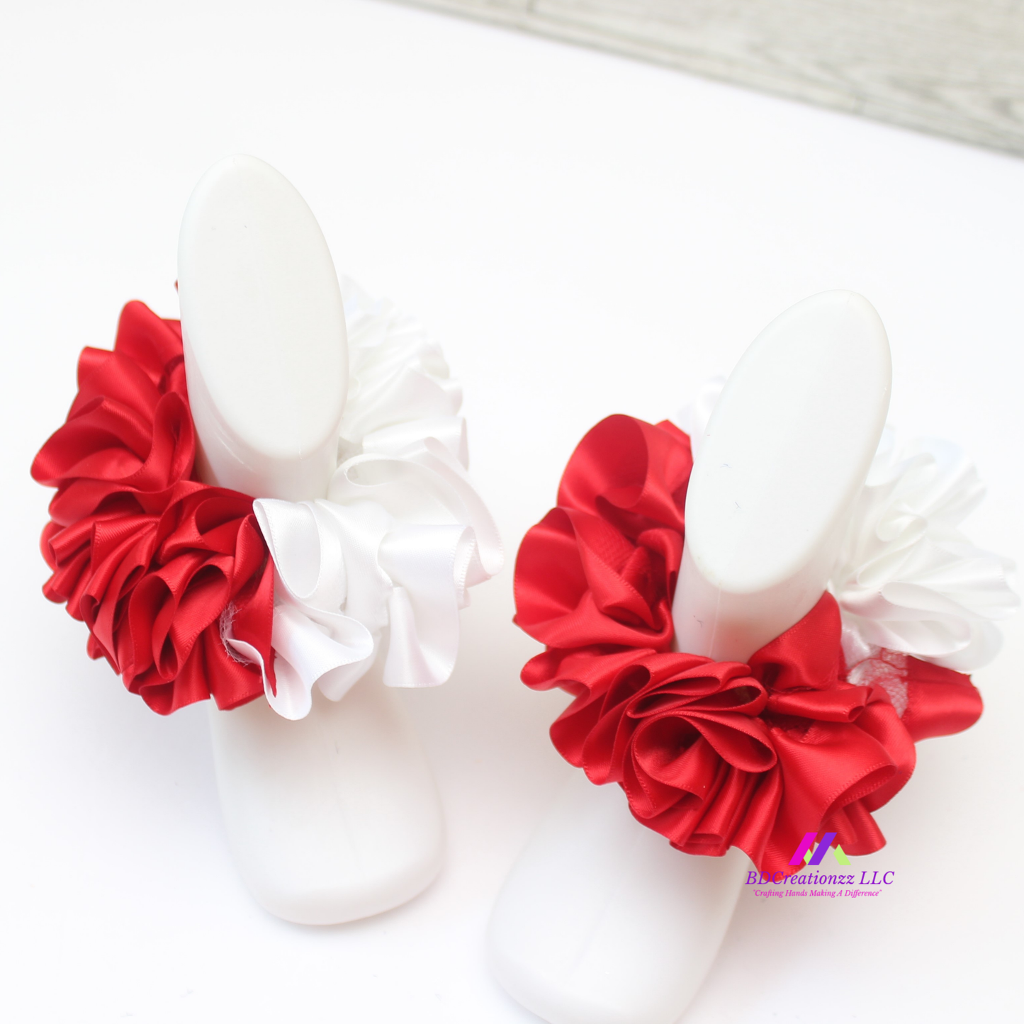 red and white detachable ruffle socks