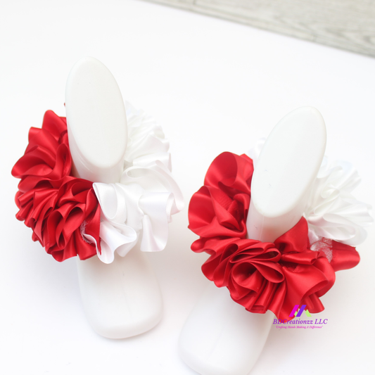 red and white detachable ruffle socks