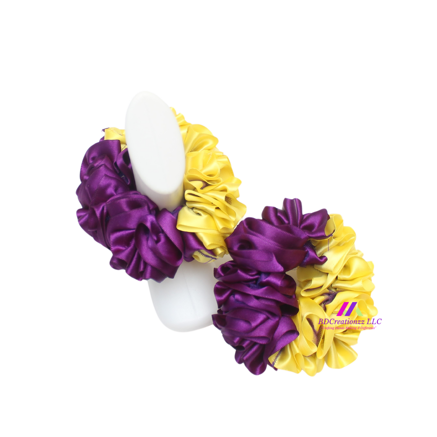 Boutique purple and gold satin ribbon socks