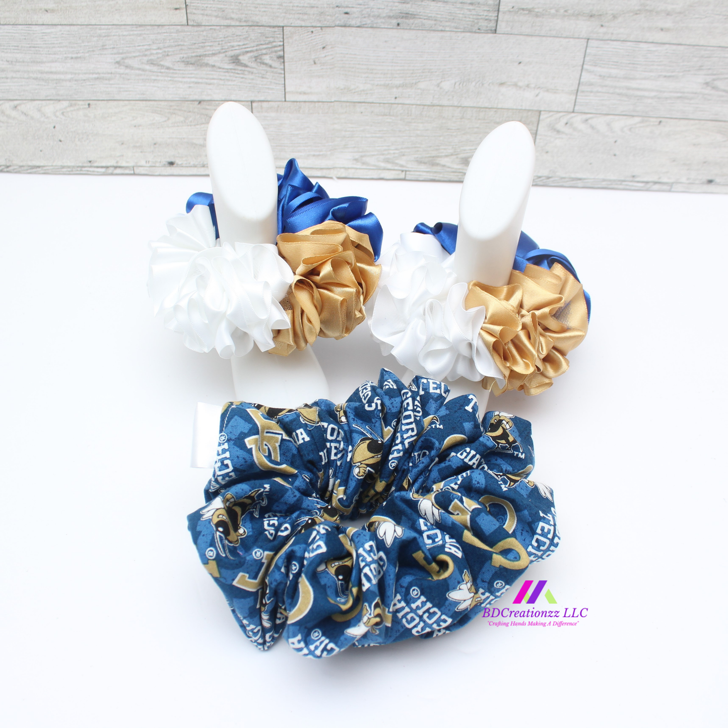 Royal Blue, White and Gold Ruffle Socks 