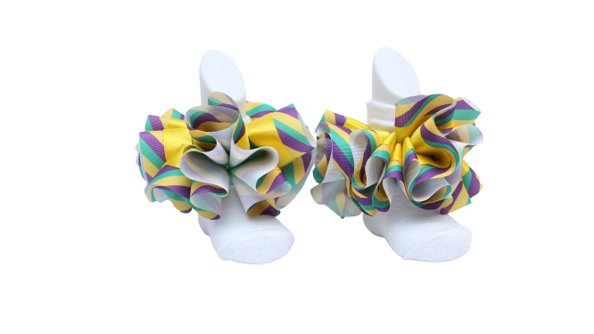 Step into the Festivities with our Mardi Gras Ruffle Socks!