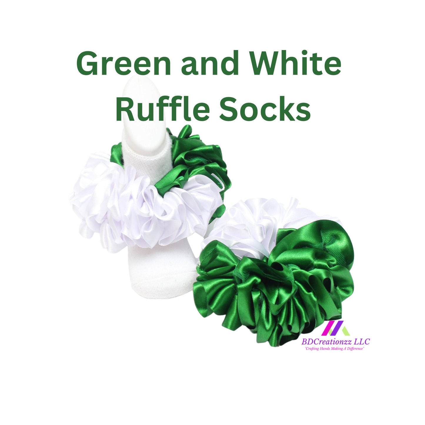 Green and White Ruffle Sock ~ Tutu Socks - BDCreationzz-Ruffle Sock