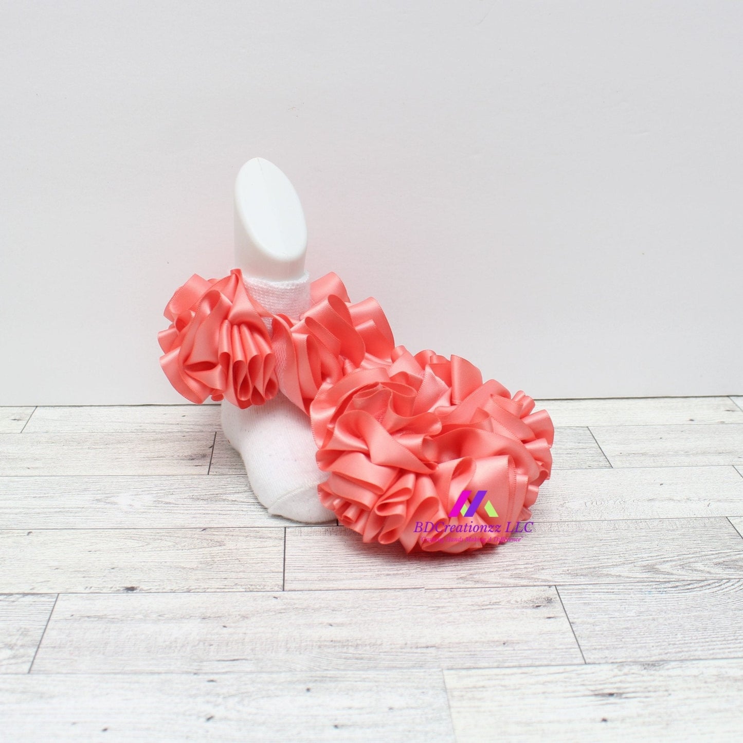 Light Coral Ruffle Socks ~ Tulle Socks - BDCreationzz-Ruffle Socks