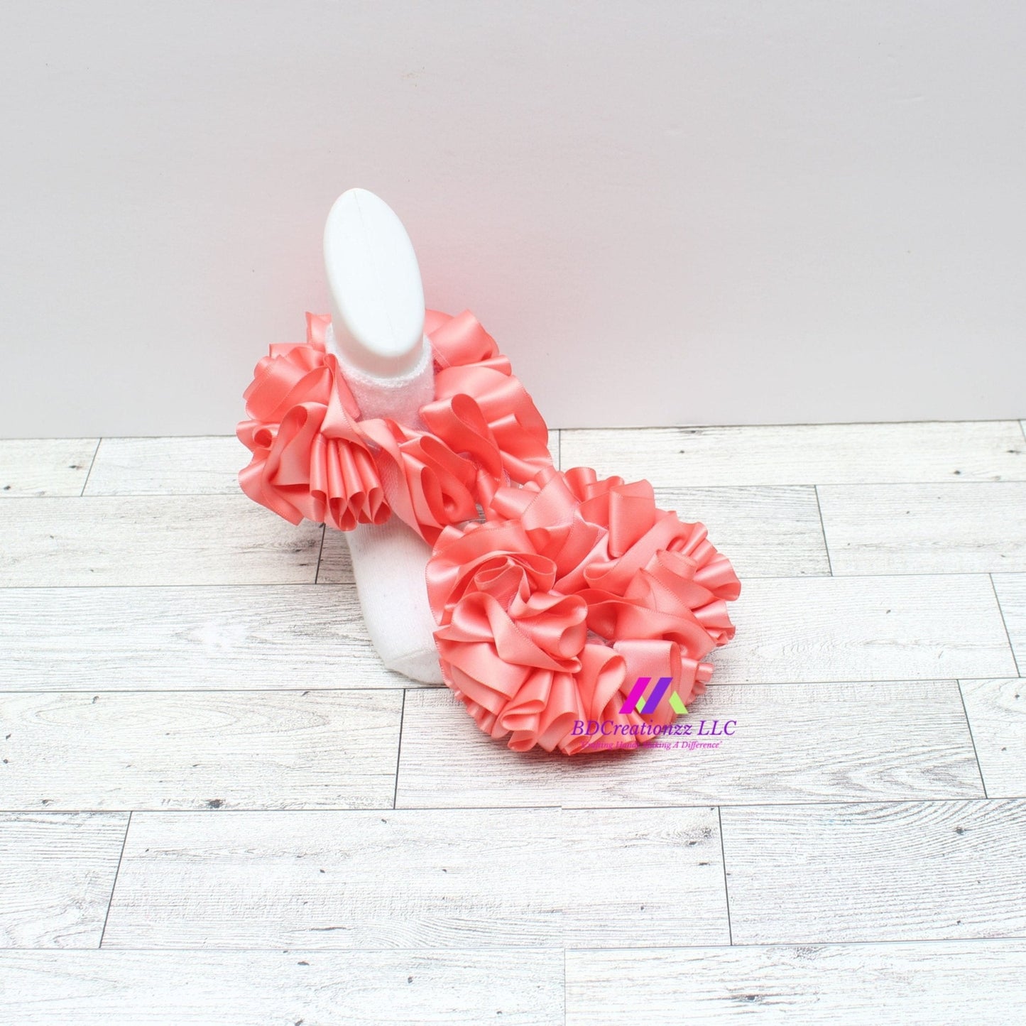 Light Coral Ruffle Socks ~ Tulle Socks - BDCreationzz-Ruffle Socks