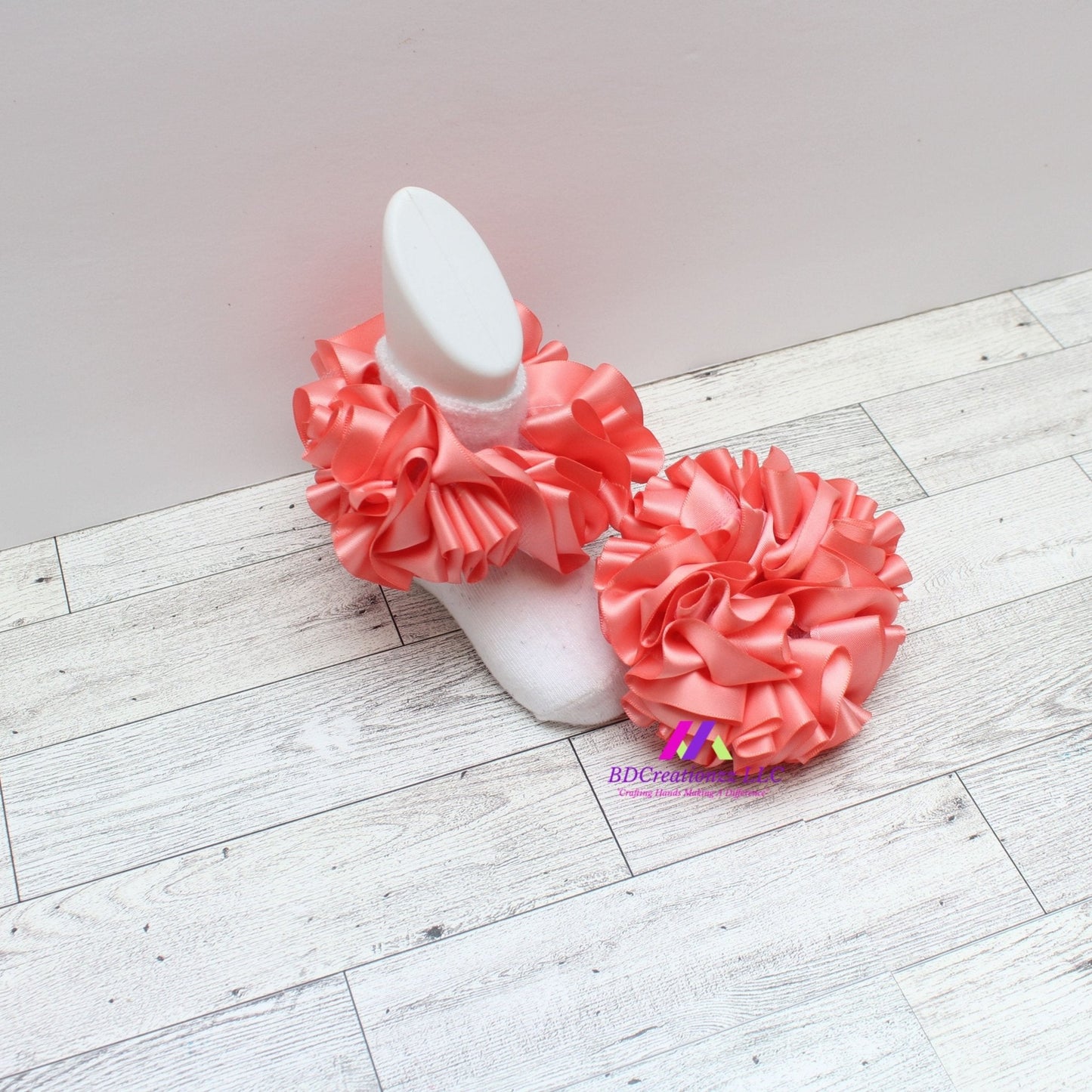 Light Coral Ruffle Socks ~ Tulle Socks - BDCreationzz-Ruffle Socks