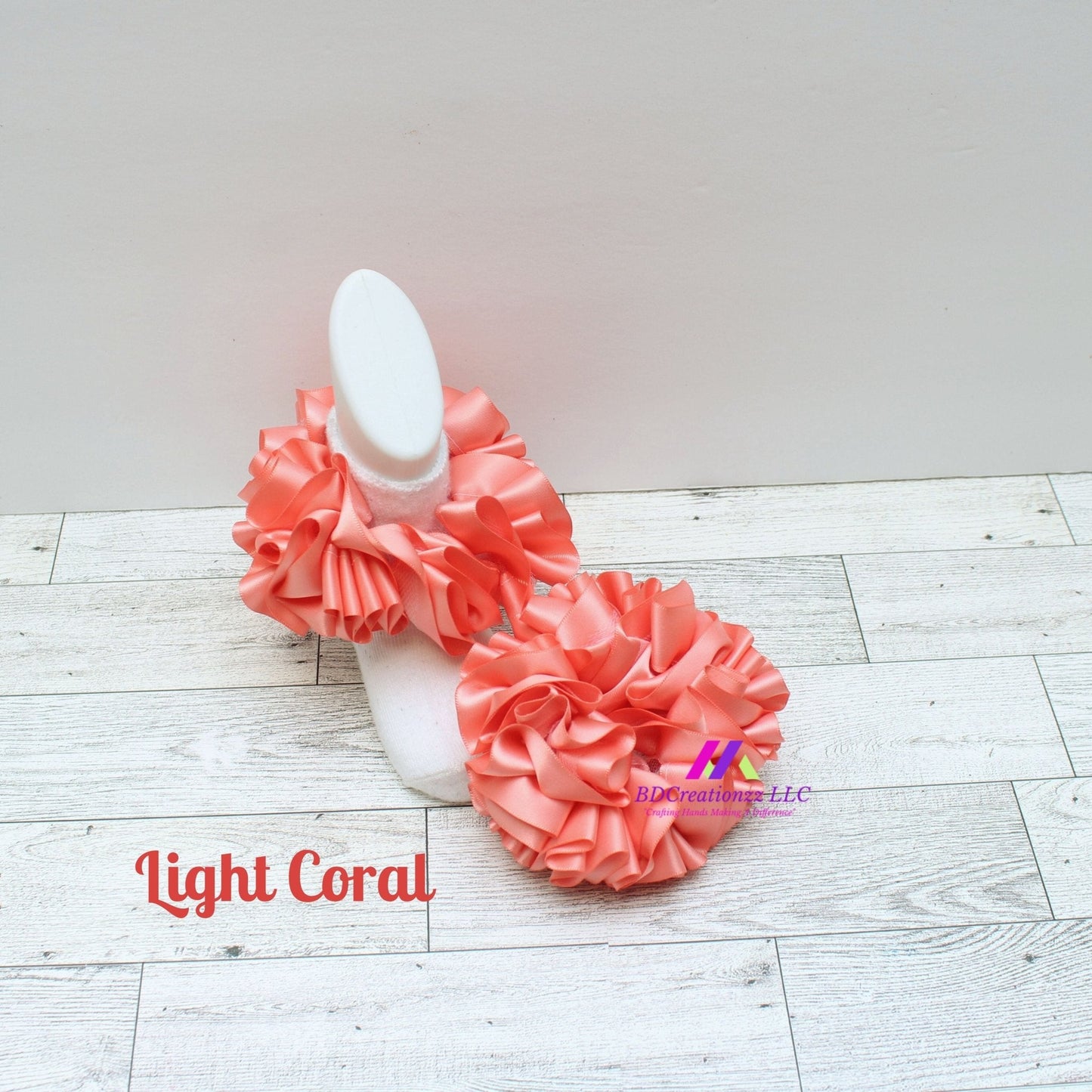 Light Coral Ruffle Socks ~ Tulle Socks - BDCreationzz-Ruffle Socks