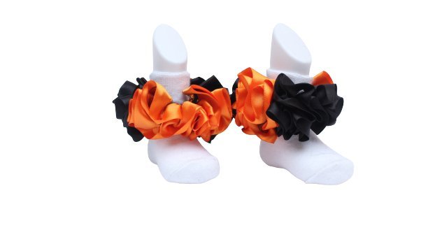 Orange and Black Bliss Ruffle Socks: Stylish Socks for Every Occasion - BDCreationzz-Ruffle Socks