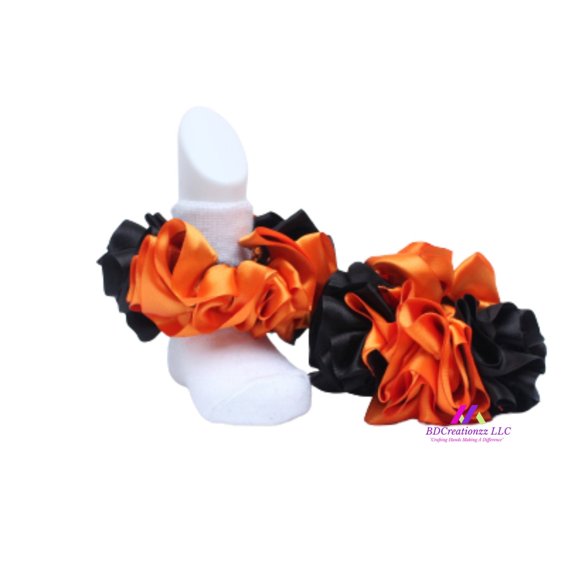 Orange and Black Bliss Ruffle Socks: Stylish Socks for Every Occasion - BDCreationzz-Ruffle Socks