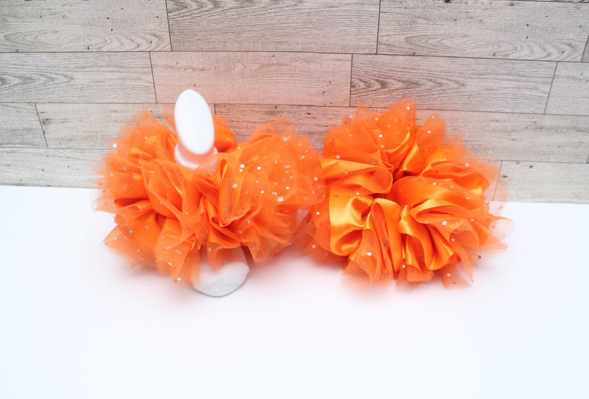 Orange Ruffle and Tulle Socks - BDCreationzz-Ruffle Socks