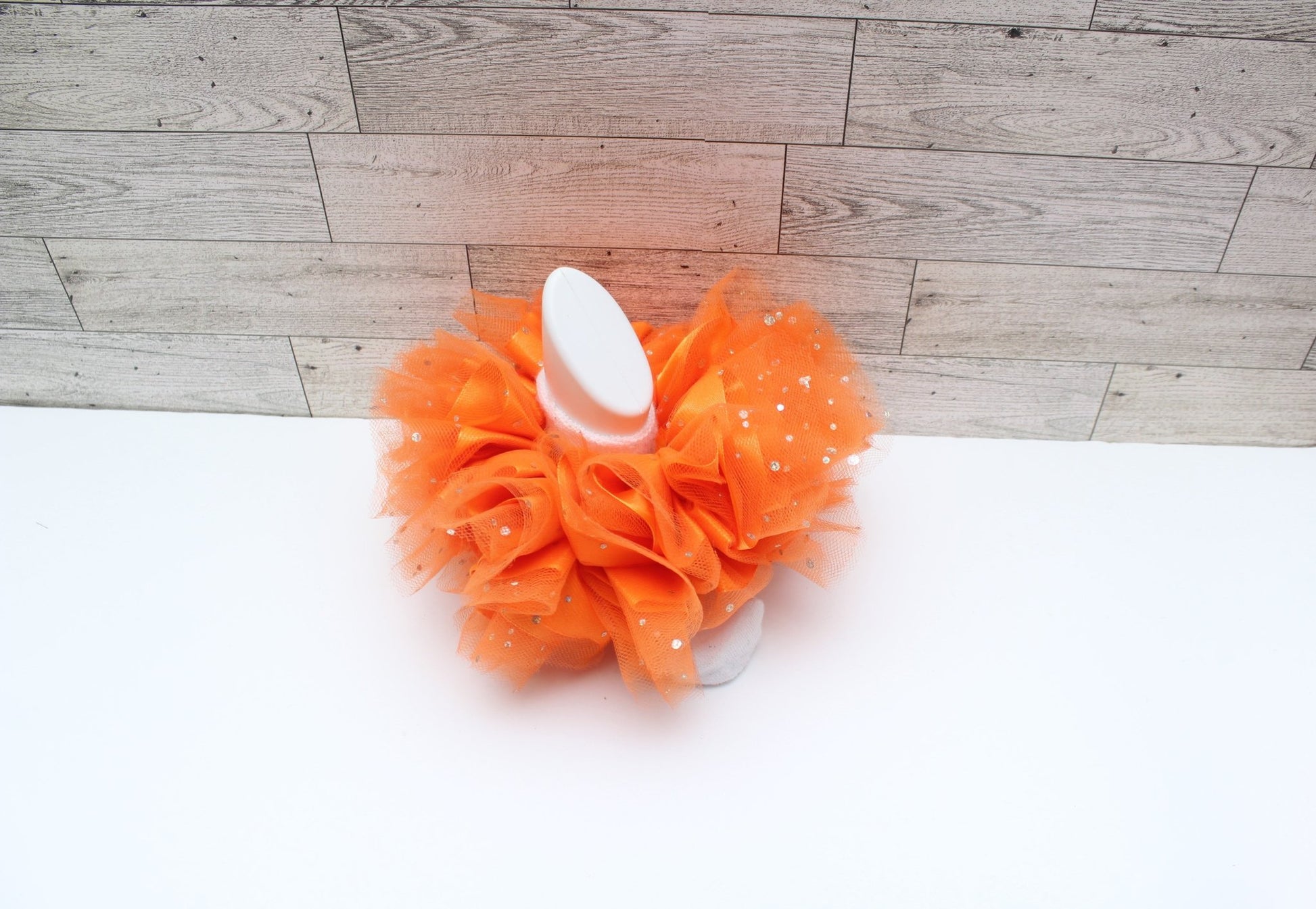 Orange Ruffle and Tulle Socks - BDCreationzz-Ruffle Socks