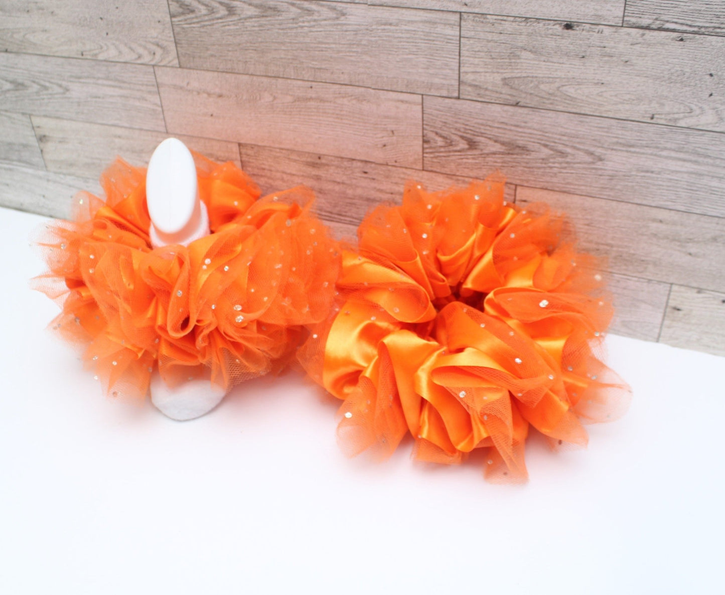 Orange Ruffle and Tulle Socks - BDCreationzz-Ruffle Socks