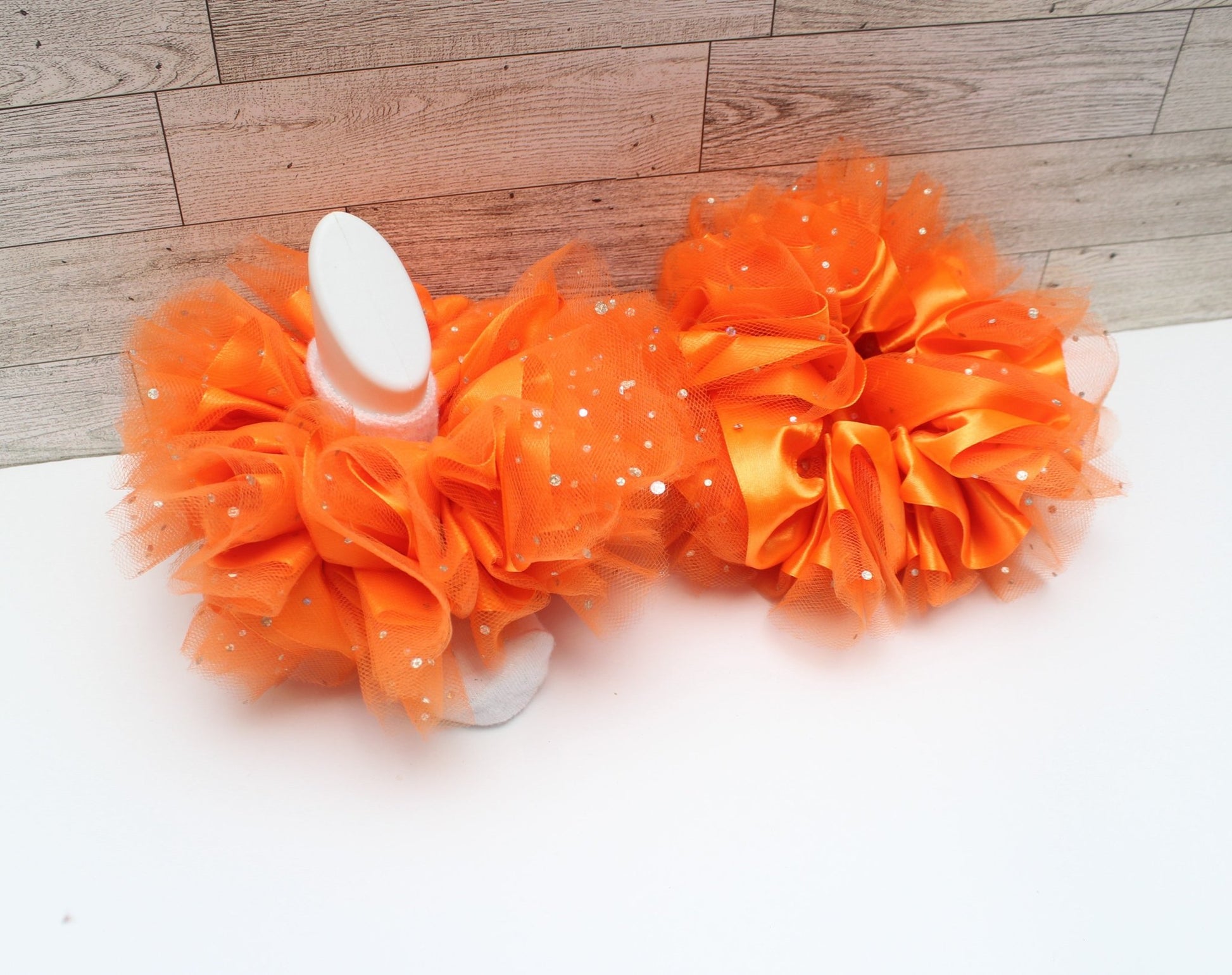 Orange Ruffle and Tulle Socks - BDCreationzz-Ruffle Socks