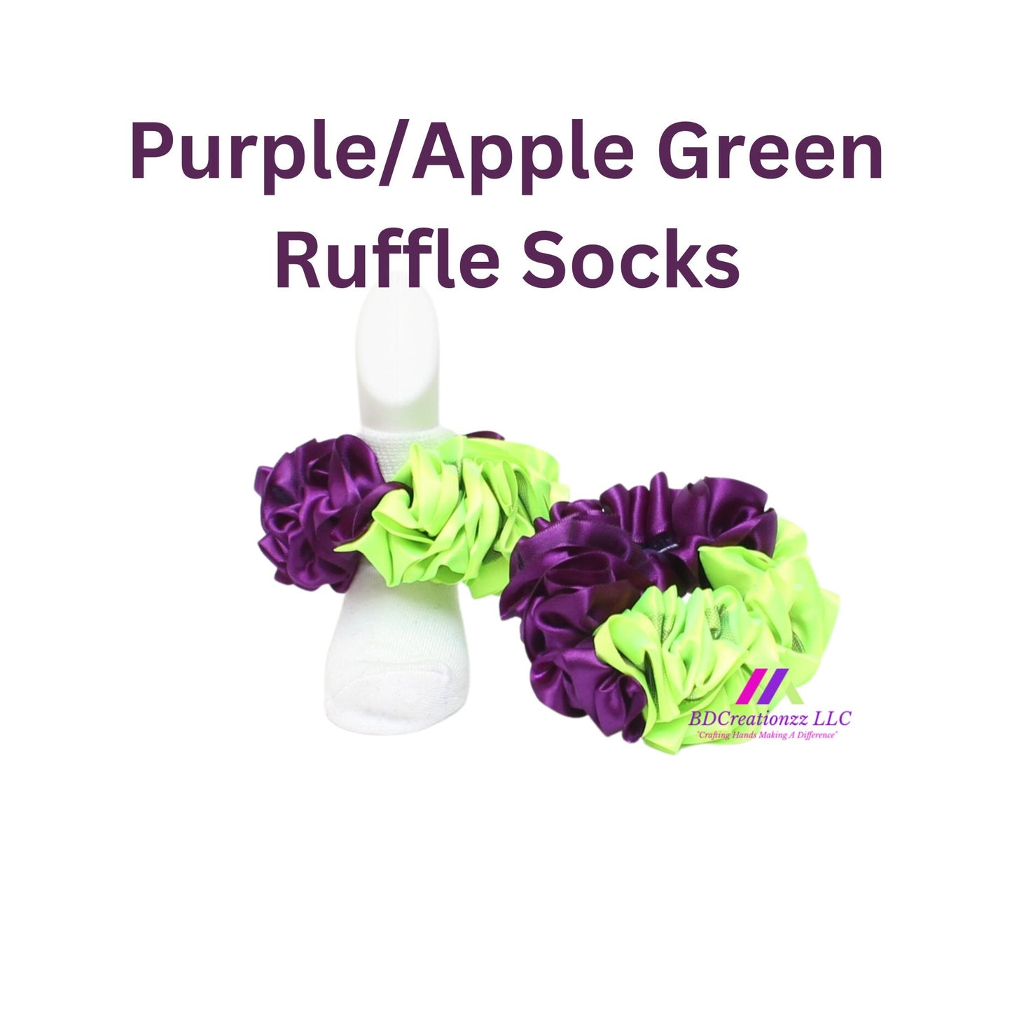 Purple and Apple Green Ruffle Socks ~ Tutu Socks - BDCreationzz-