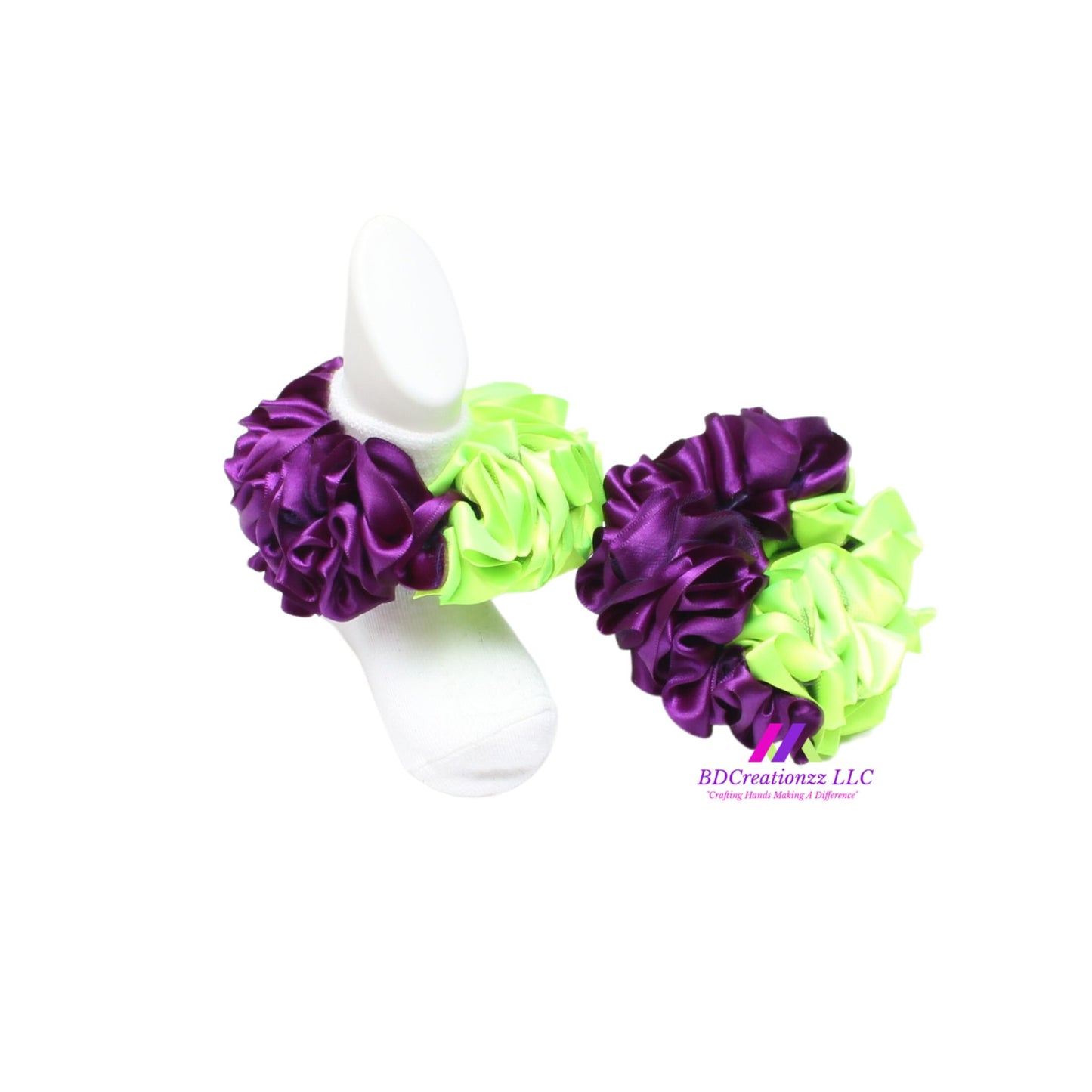 Purple and Apple Green Ruffle Socks ~ Tutu Socks - BDCreationzz-