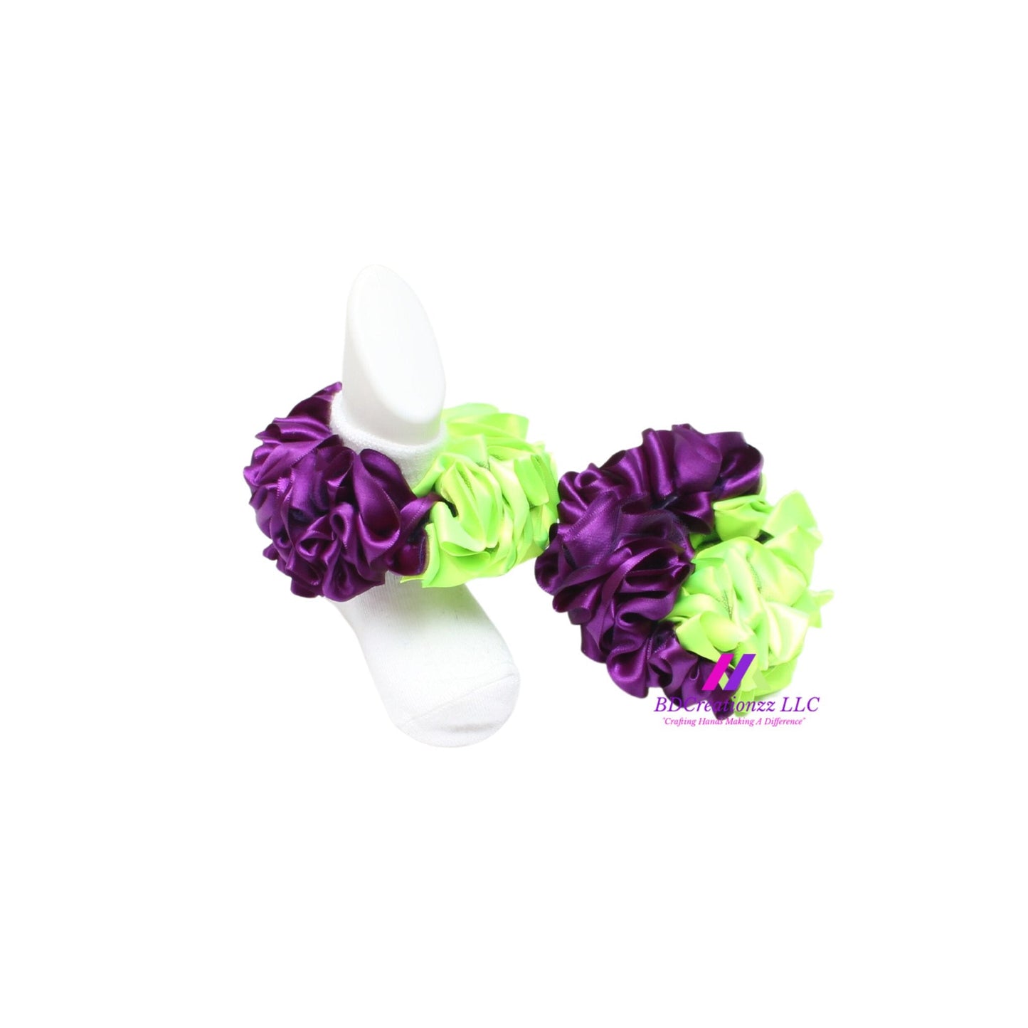 Purple and Apple Green Ruffle Socks ~ Tutu Socks - BDCreationzz-
