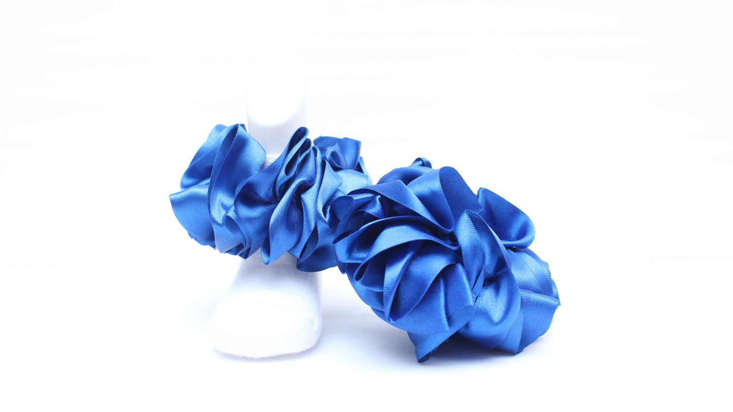 Royal Blue and White Ruffle Socks: Regal Style for Any Occasion - BDCreationzz-Ruffle Sock